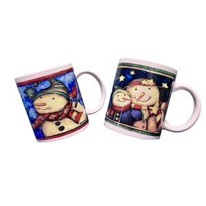 Gibson 2006 Festive Snowman Mugs Set (2) NWOT
